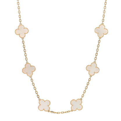 Van Cleef & Arpels 18K Yellow Gold Mother of Pearl 10 Motifs Vintage Alhambra Necklace 1 of 4