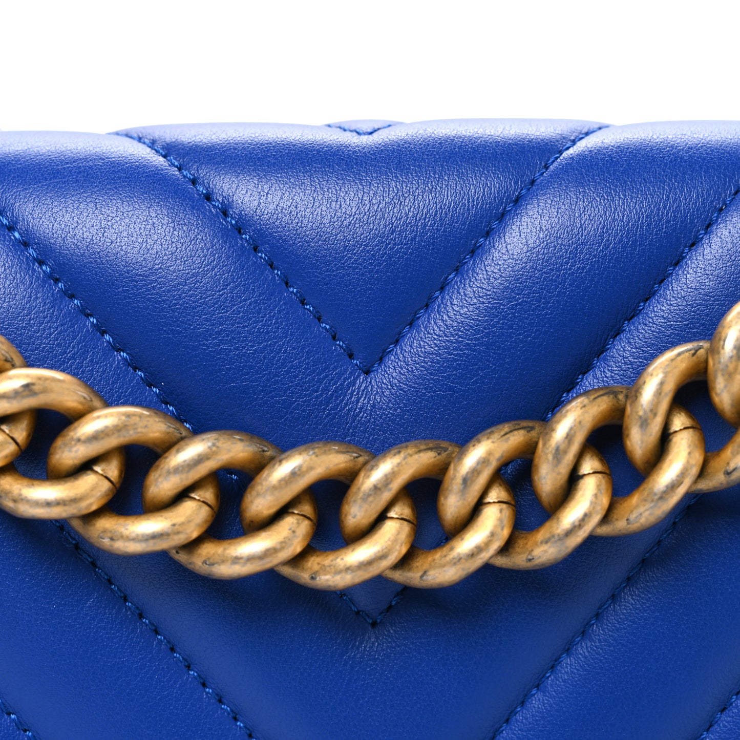 Lambskin Chevron Quilted Medium Boy Flap Blue
