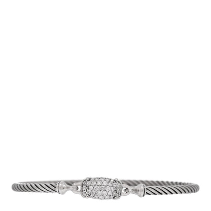 David Yurman Sterling Silver Diamond 3mm Petite Wheaton Bracelet 1 of 3