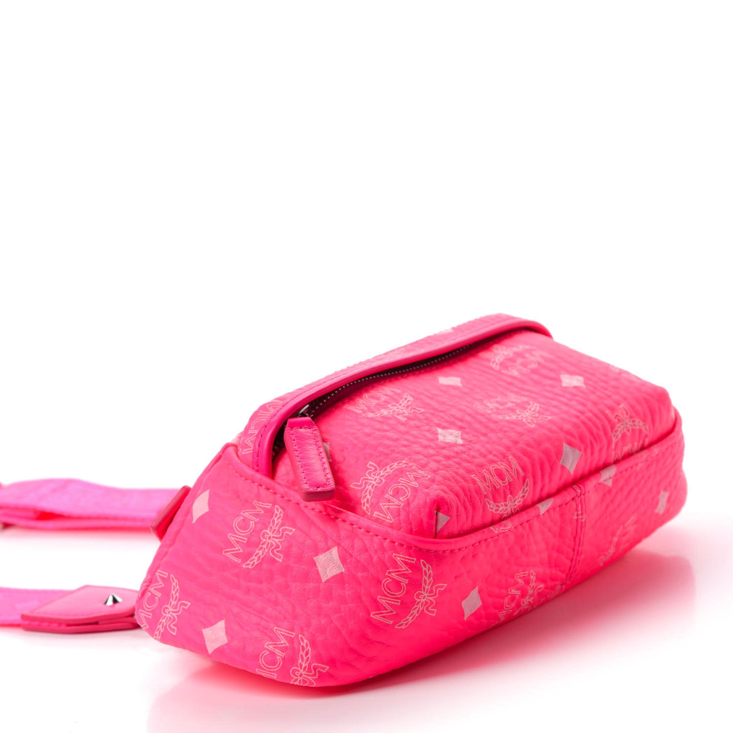 MCM Visetos Small Original Crossbody Bag Neon Pink 4 of 9