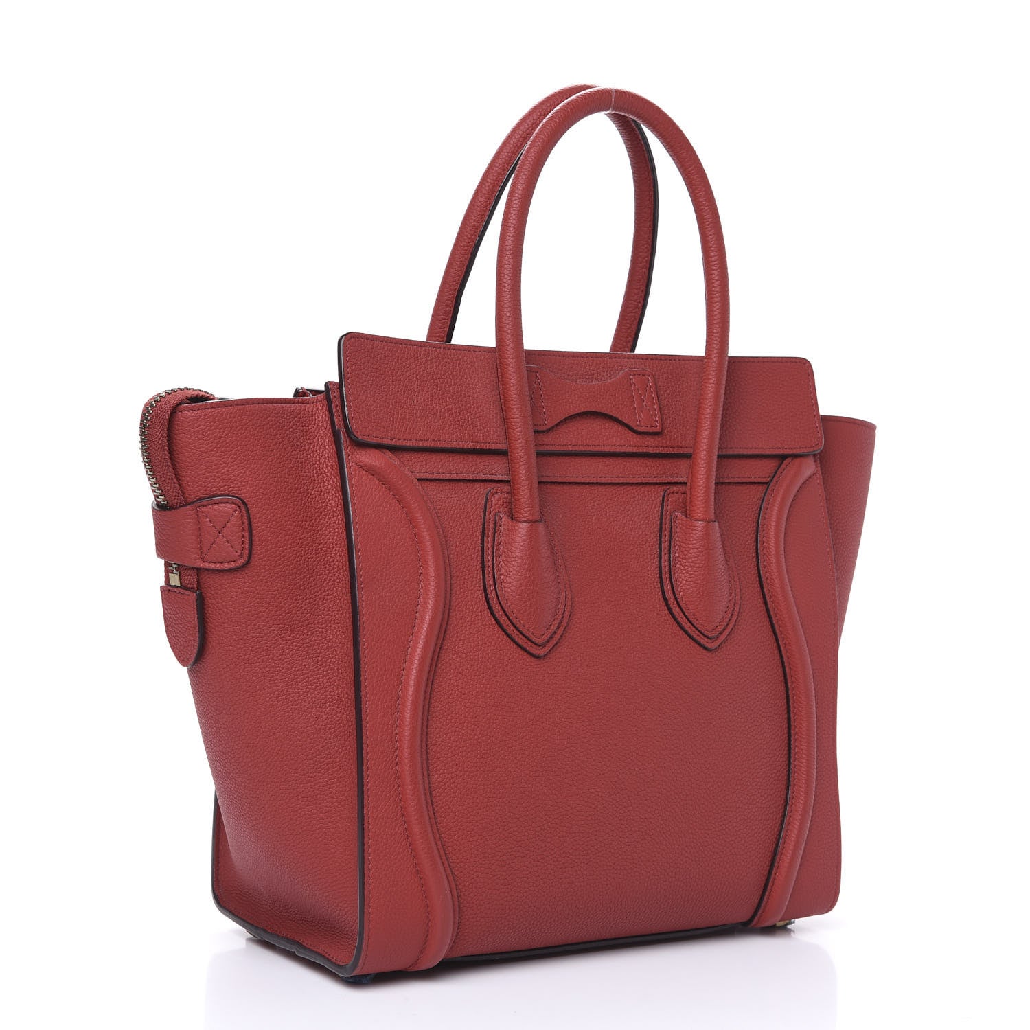 Celine Drummed Calfskin Micro Luggage Merlot 2 of 12