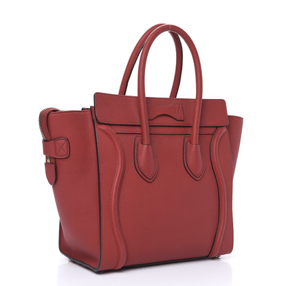Celine Drummed Calfskin Micro Luggage Merlot 2 of 12