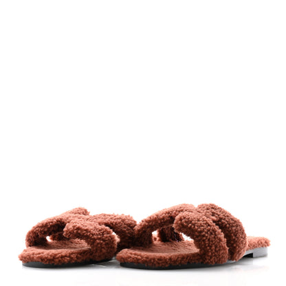 Hermes Woolskin Oran Sandals 39 Cognac 4 of 7