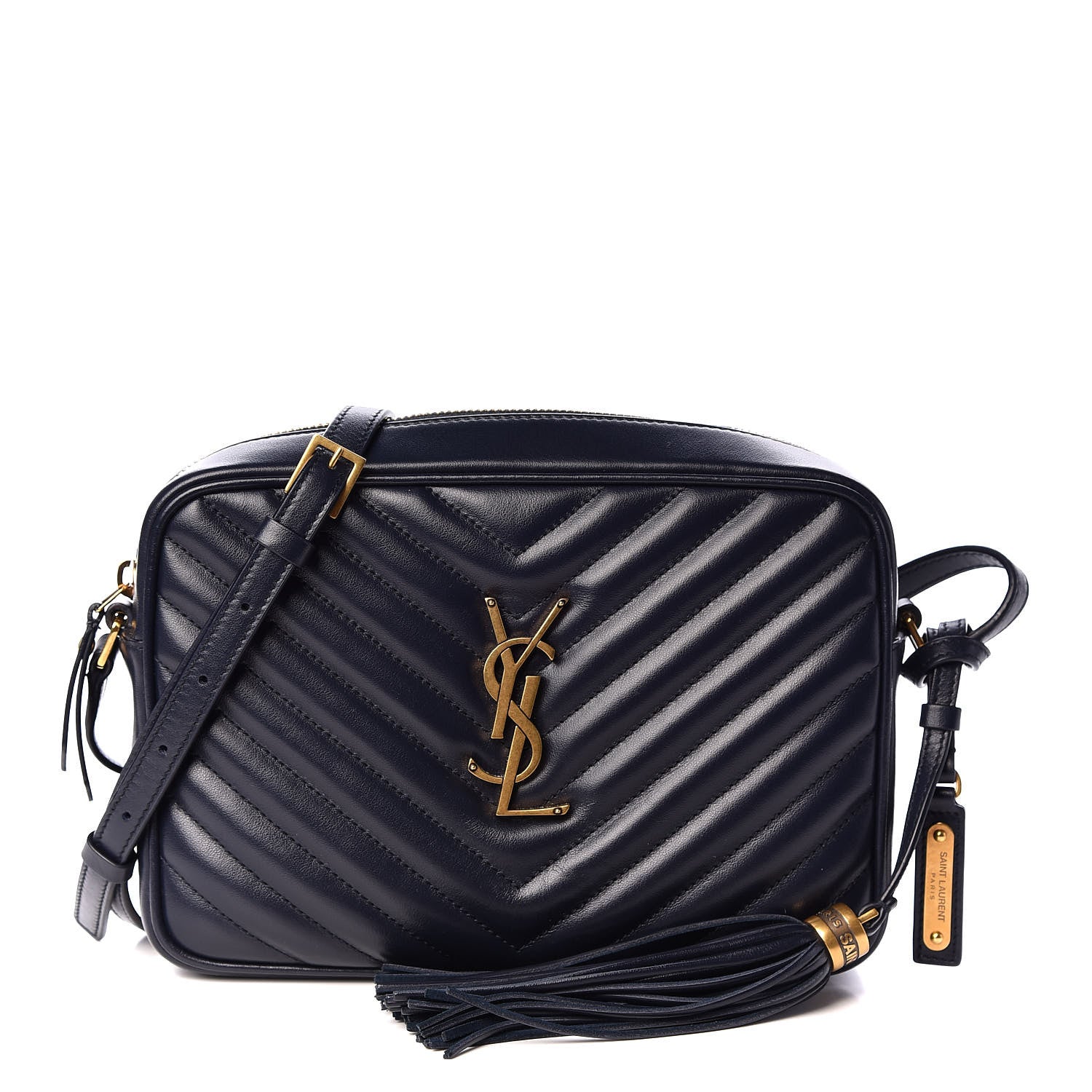 Saint Laurent Calfskin Matelasse Lou Camera Bag Navy 1 of 12