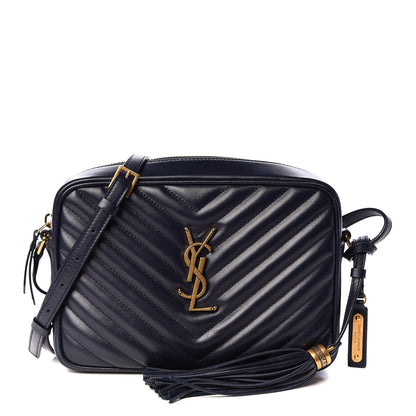 Saint Laurent Calfskin Matelasse Lou Camera Bag Navy 1 of 12