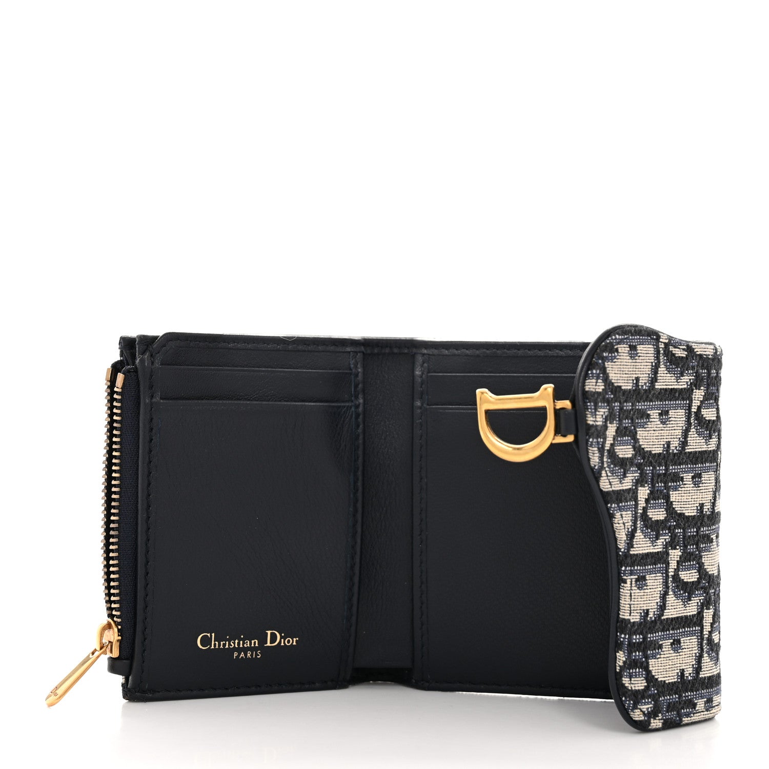 Christian Dior Oblique Saddle Lotus Wallet Blue 5 of 9