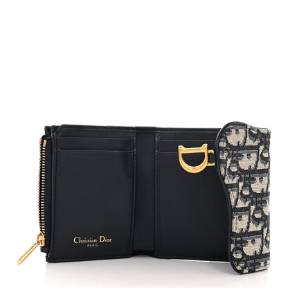Christian Dior Oblique Saddle Lotus Wallet Blue 5 of 9