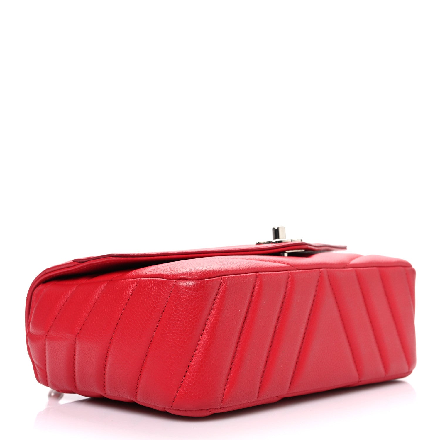 Chanel Caviar Chevron Quilted Medium Single Flap Red 4 of 12