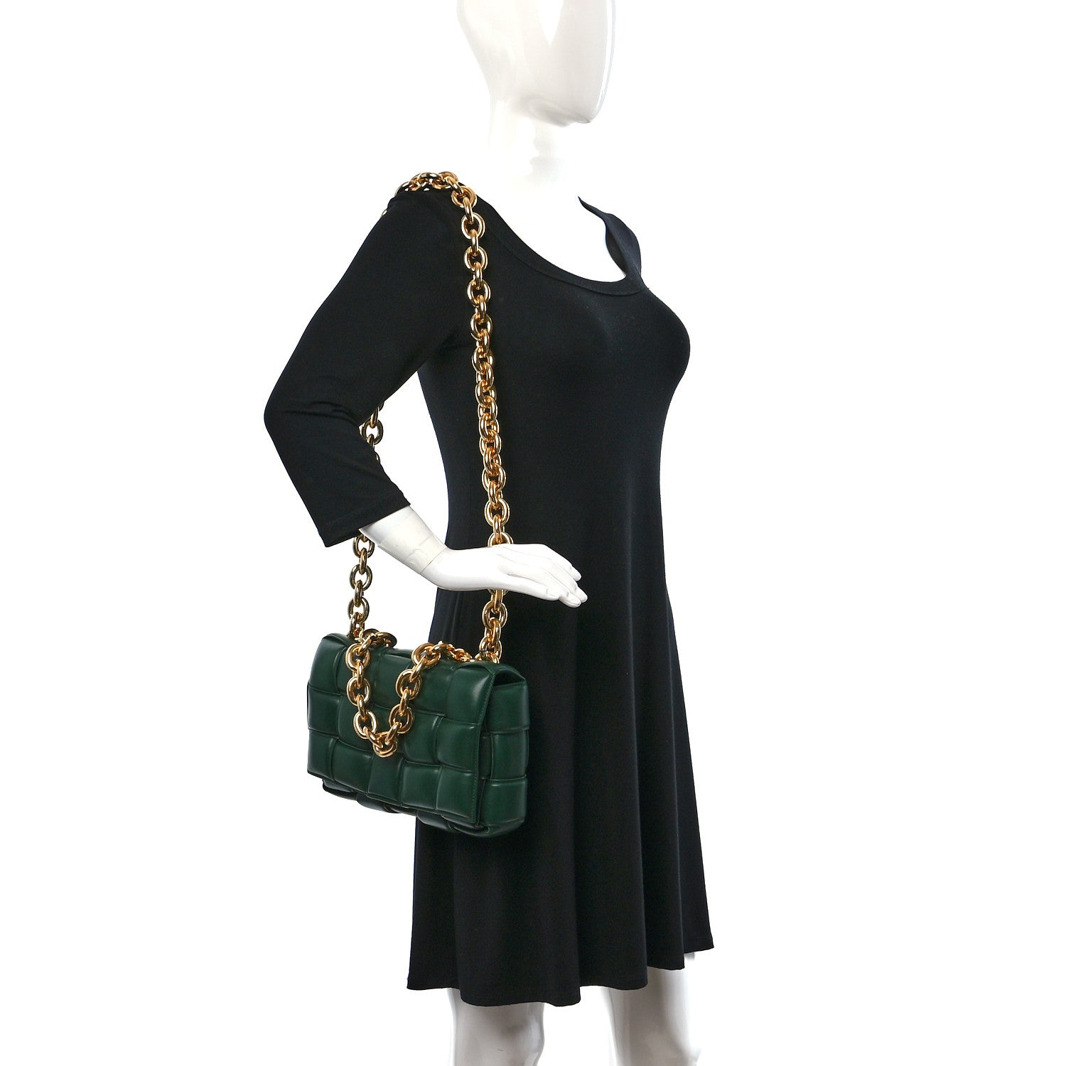 Bottega Veneta Lambskin Maxi Intreccio Padded Chain Cassette Crossbody Bag Raintree 2 of 8