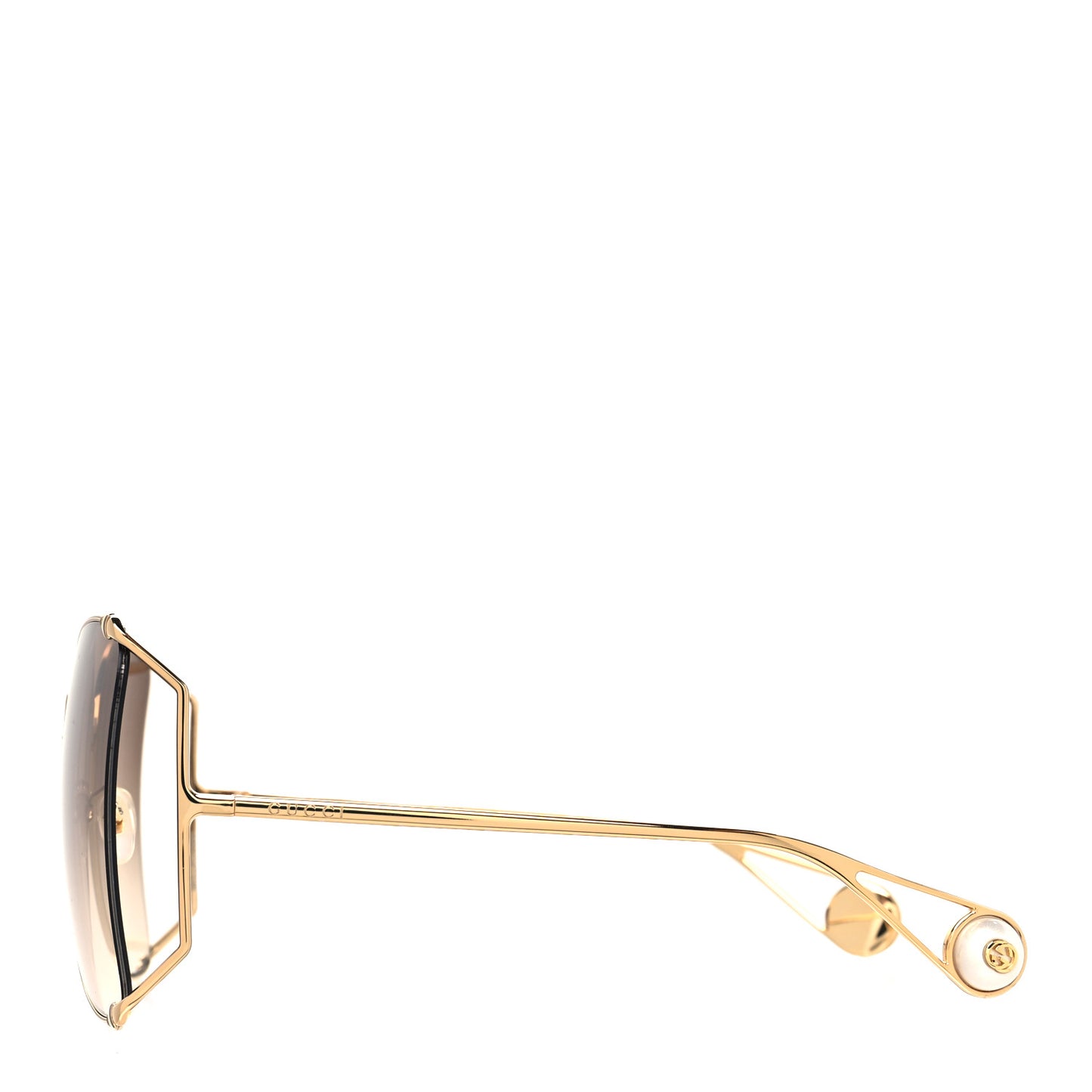 Oversized Round Sunglasses GG0252S Gold Brown