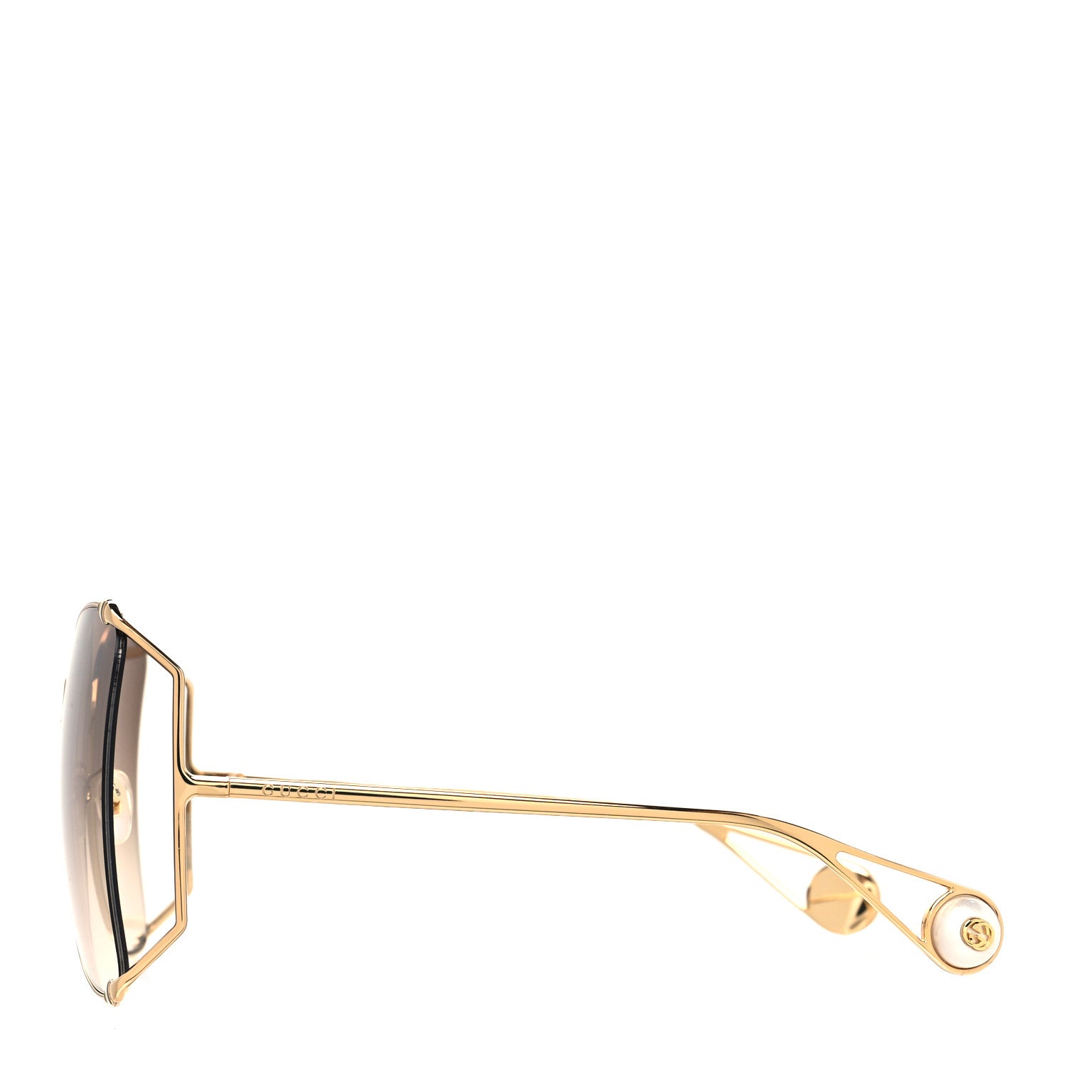 Gucci Oversized Round Sunglasses GG0252S Gold Brown 3 of 8