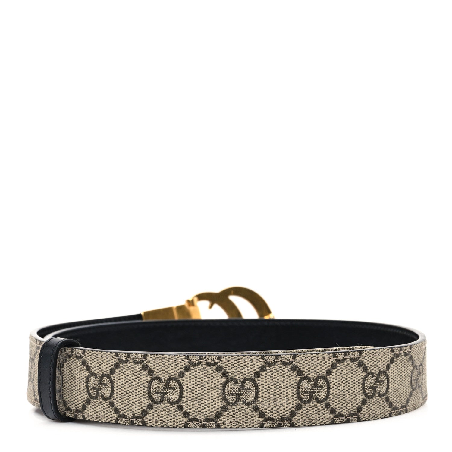 Gucci GG Supreme Monogram Plutone Calfskin Double G Reversible 30mm Belt 75 30 Beige Ebony New Acero 2 of 4