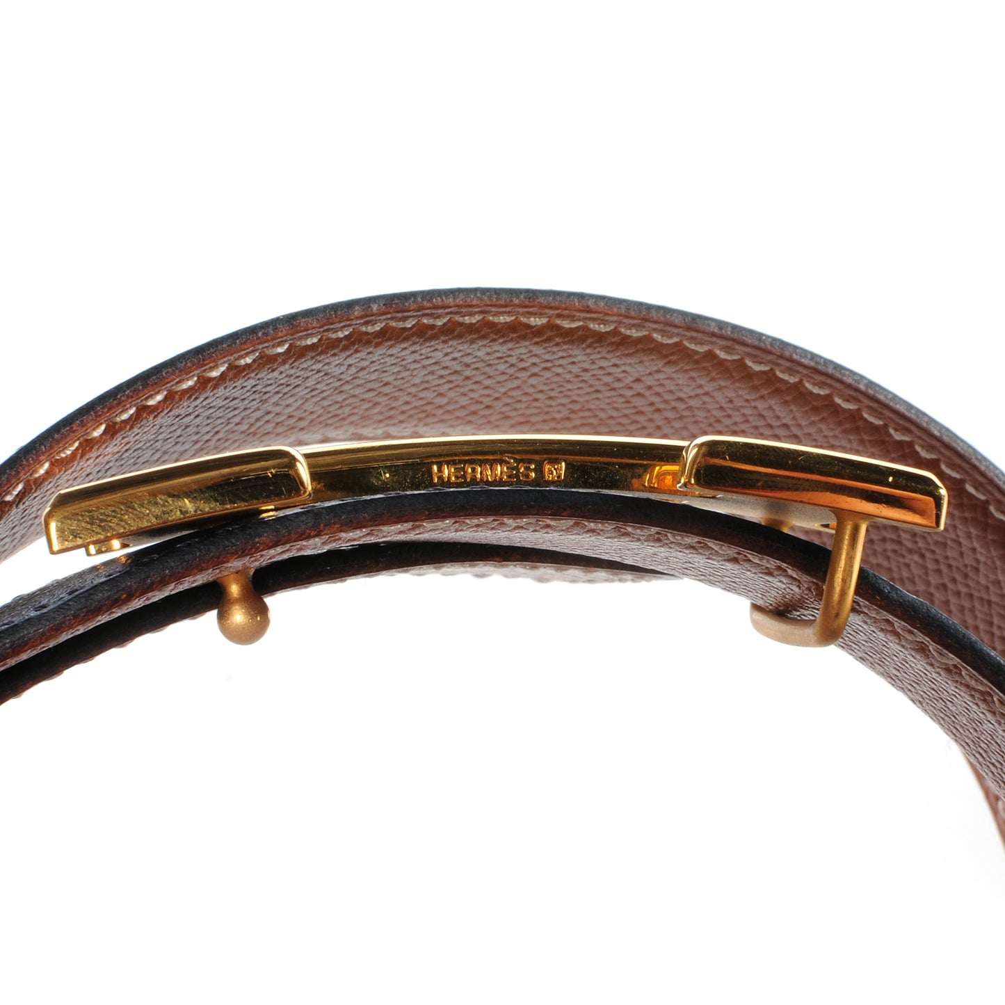 Courchevel Reversible Constance 32mm H Belt Gold Bleu Marine 60