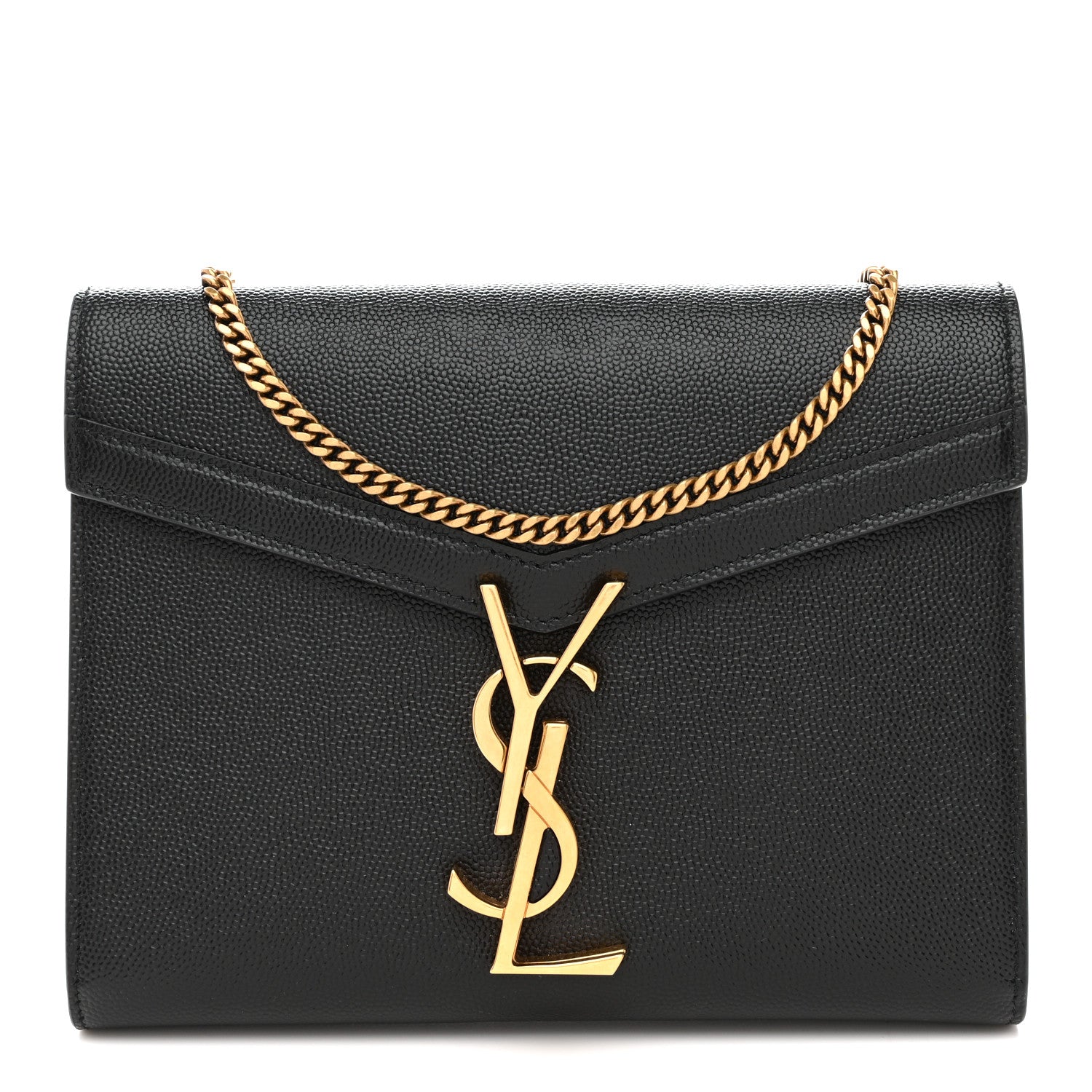Saint Laurent Grain De Poudre Monogram Cassandra Chain Wallet Black 1 of 11