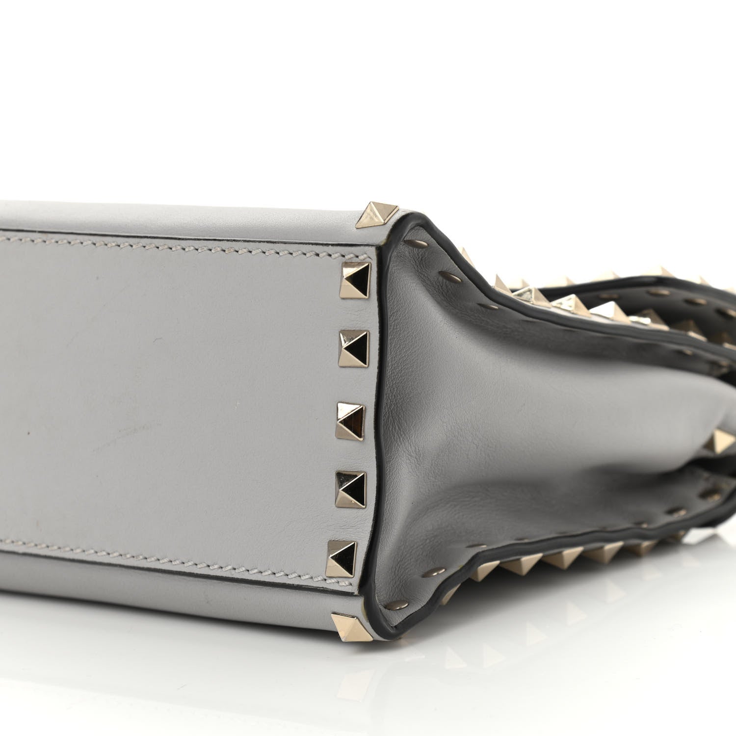 Valentino Garavani Vitello Rockstud Single Handle Flap Bag Pastel Grey 12 of 14