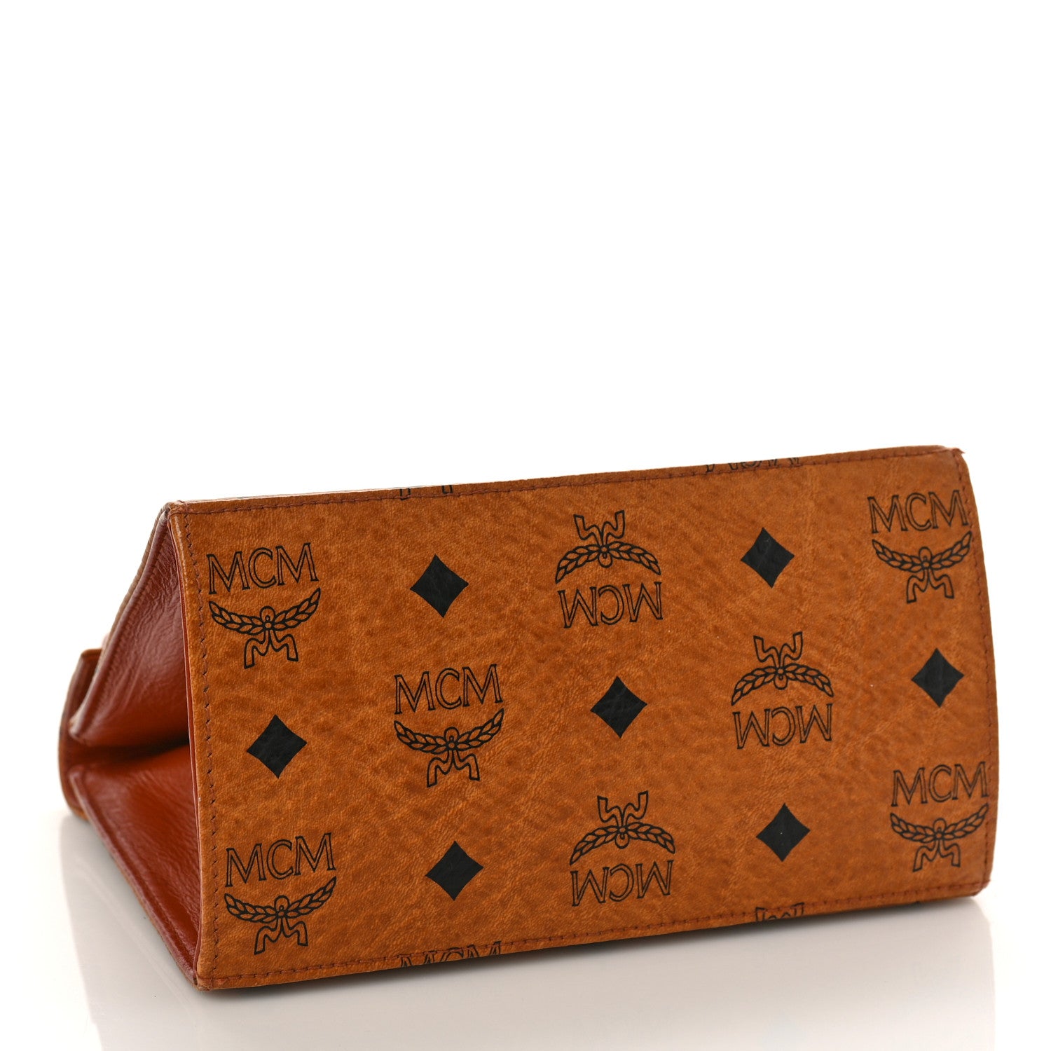 MCM Visetos Heritage Top Handle Satchel Cognac 5 of 9