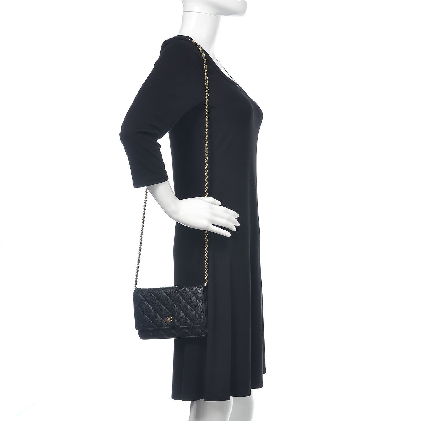 Caviar Quilted Wallet On Chain WOC Black