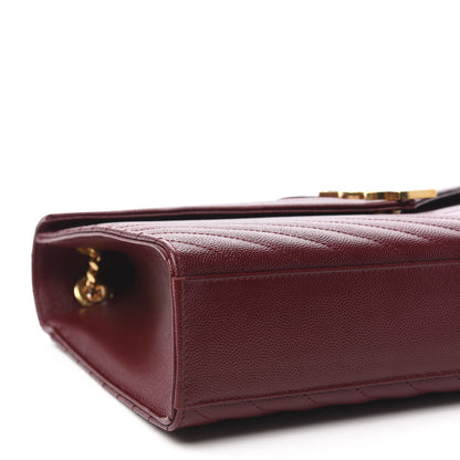Saint Laurent Grain De Poudre Matelasse Chevron Large Monogram Satchel Oxblood 6 of 10