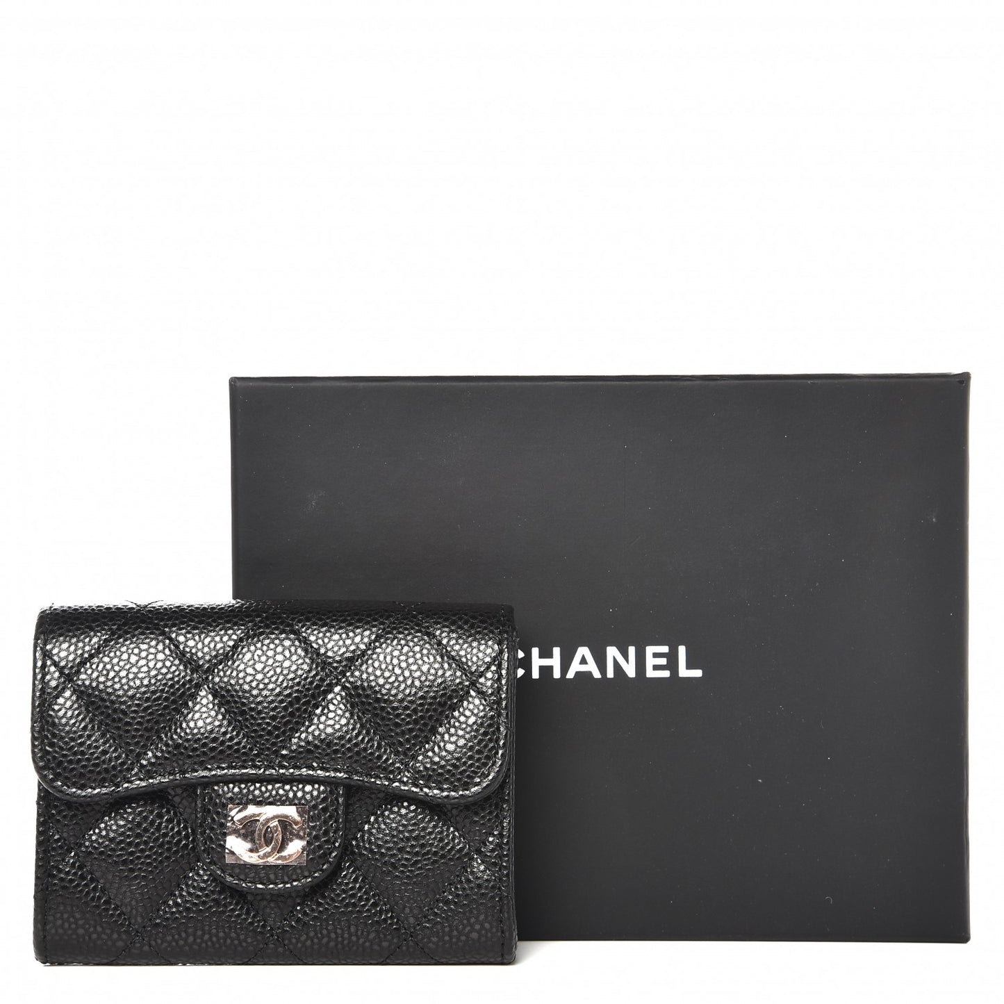 Caviar Quilted Card Holder Wallet Black