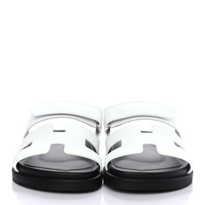 Hermes Calfskin Womens Chypre Sandals 37 White 3 of 8