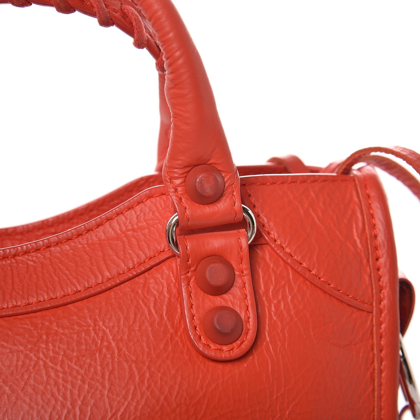 Matte Goatskin Rubber Covered Classic Hardware Mini City Rouge Coquelicot Rouge Braise