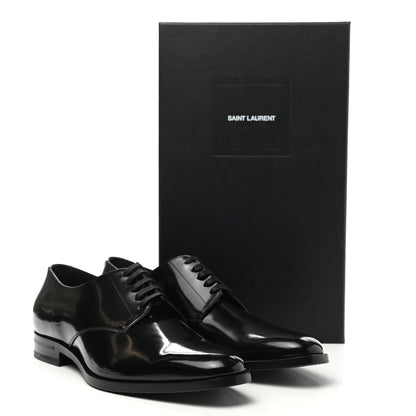 Saint Laurent Patent Calfskin Mens Smoking 25 Derby Lace Up Shoes 45 Black 10 of 10