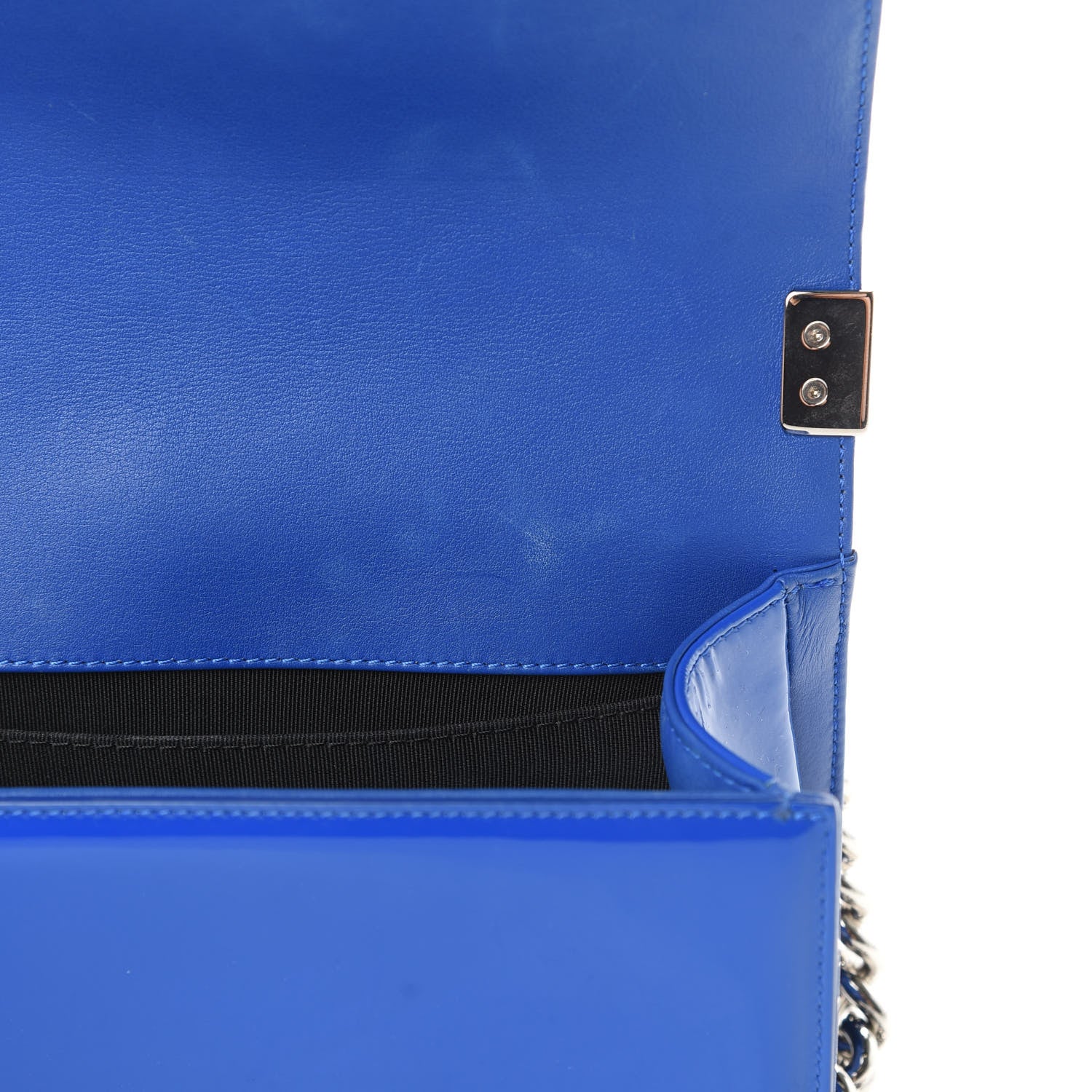 Chanel Patent Calfskin Quilted Small Plexiglass Boy Flap Blue 12 of 16