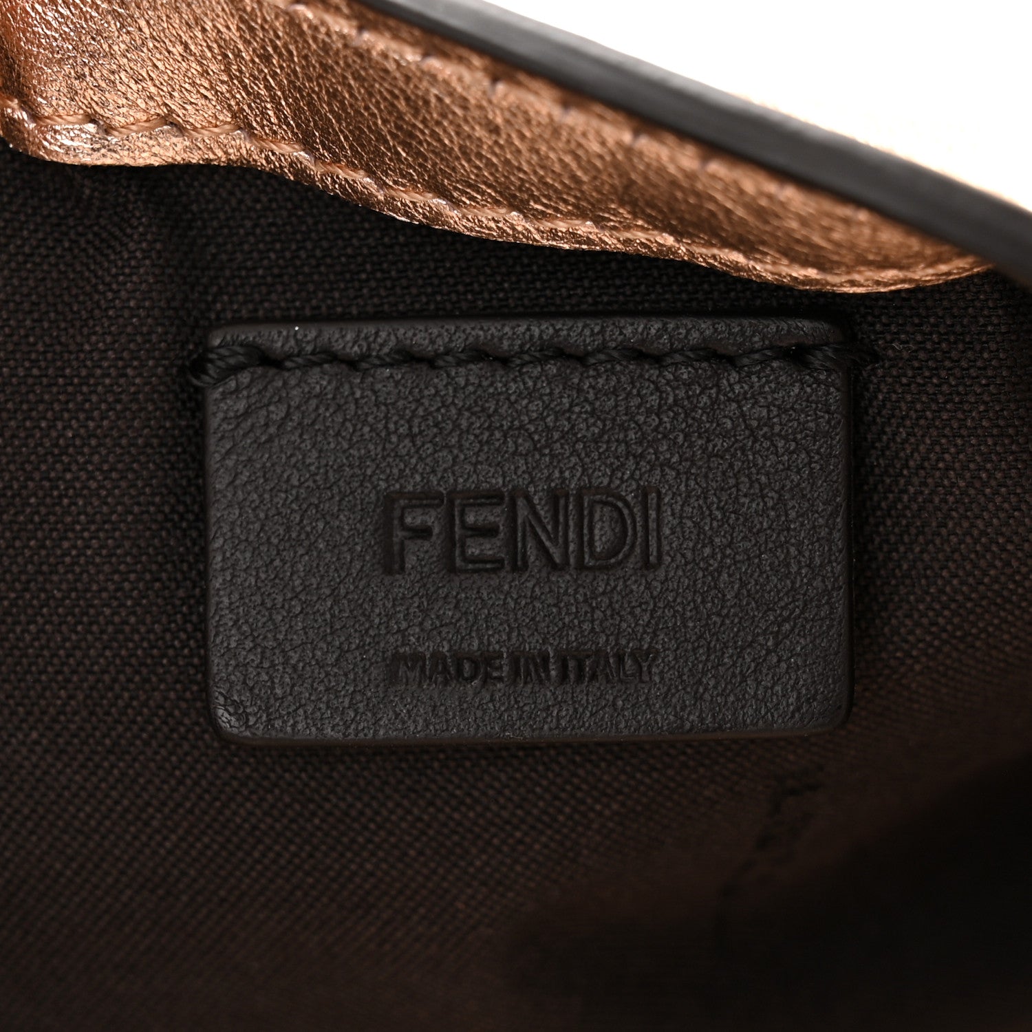Fendi Vitello Laminato FF 1974 Embossed Mini Baguette Rame 6 of 11