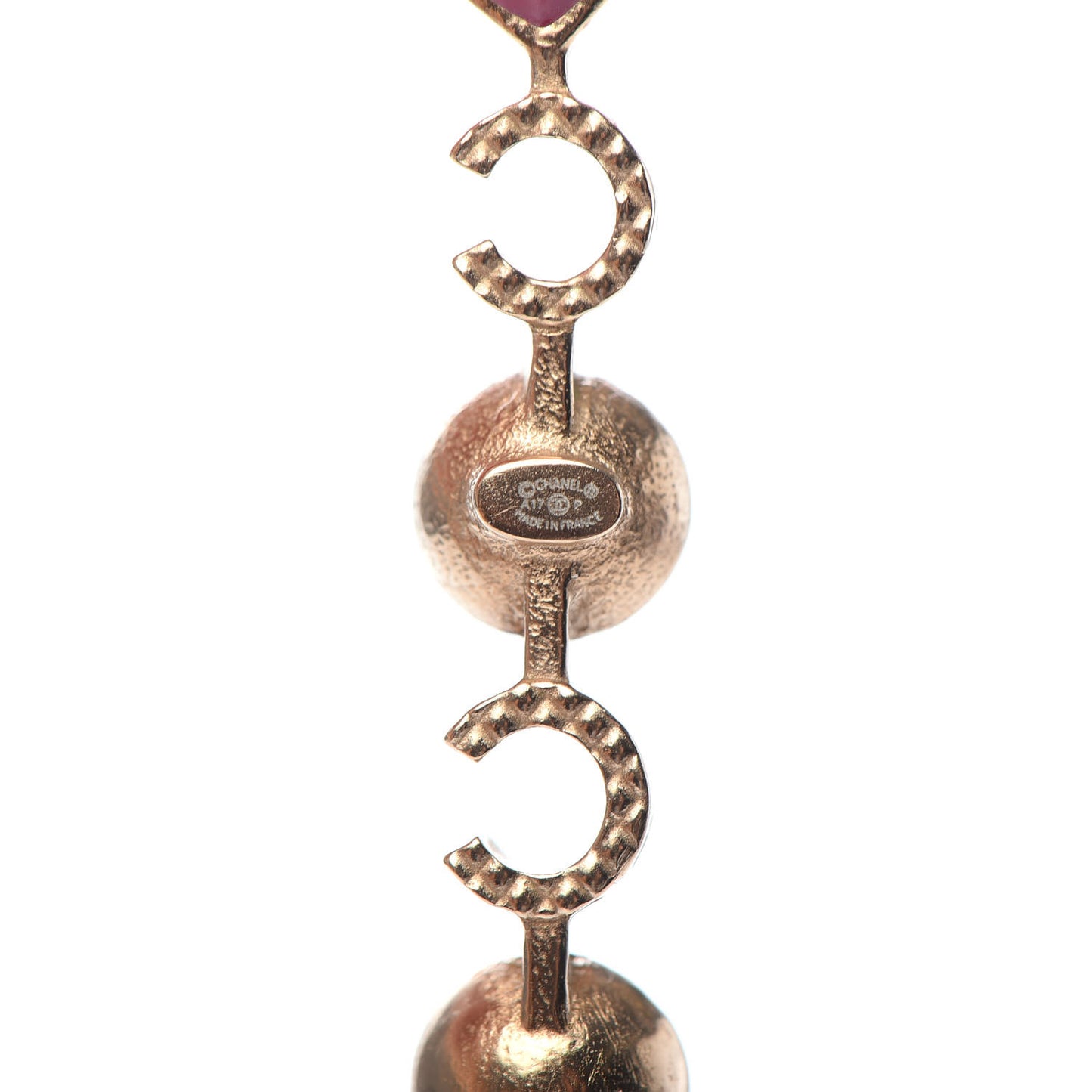 Pearl Enamel Logo Long Drop Earrings Gold