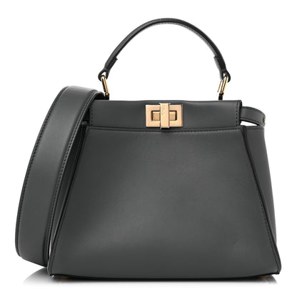 Fendi Vitello Seta Chenille FF Mini Peekaboo Iconic Satchel Anthracite Asfalto 1 of 9