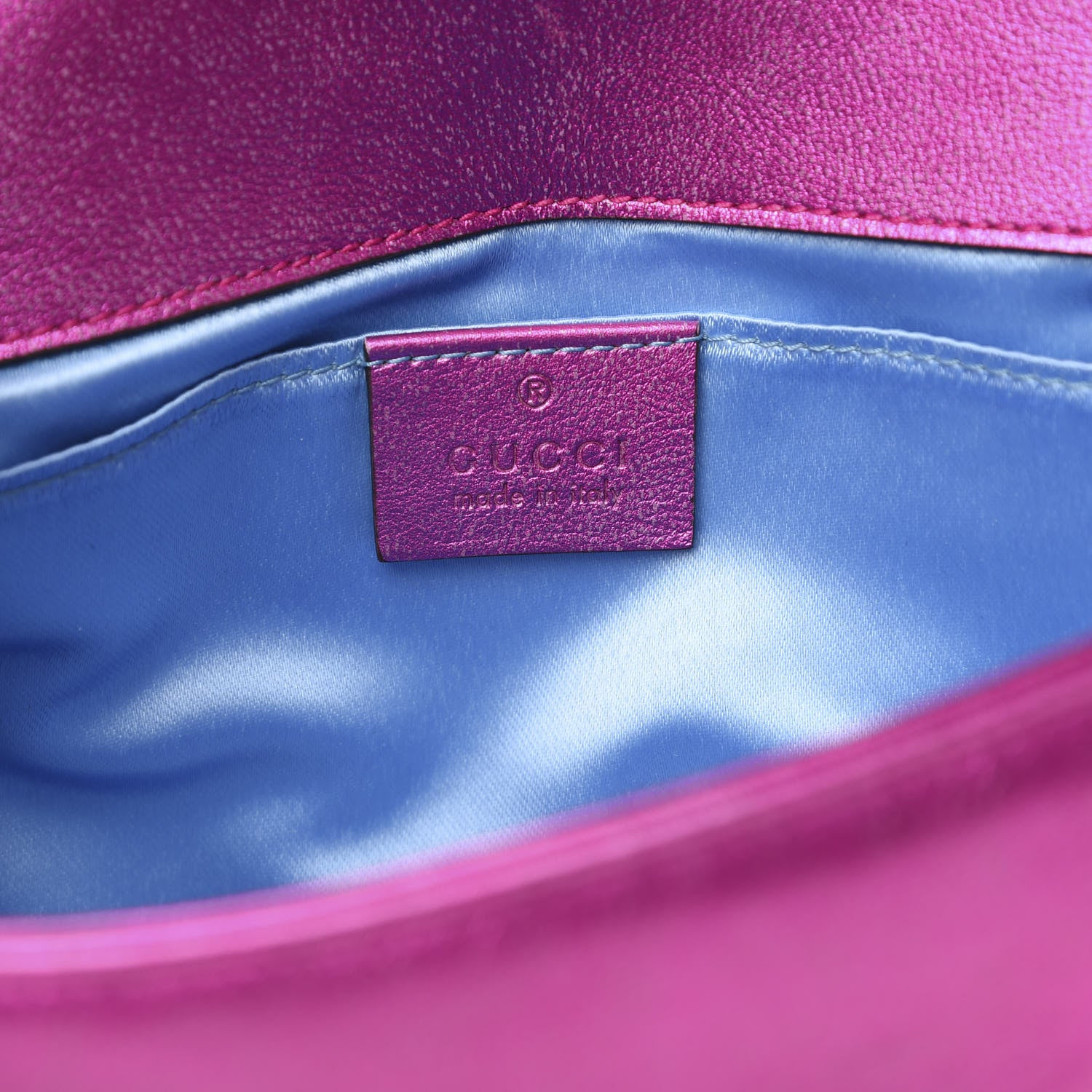 Gucci Metallic Calfskin Matelasse Mini GG Marmont Shoulder Bag Fuchsia 6 of 11