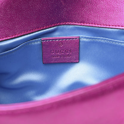 Gucci Metallic Calfskin Matelasse Mini GG Marmont Shoulder Bag Fuchsia 6 of 11