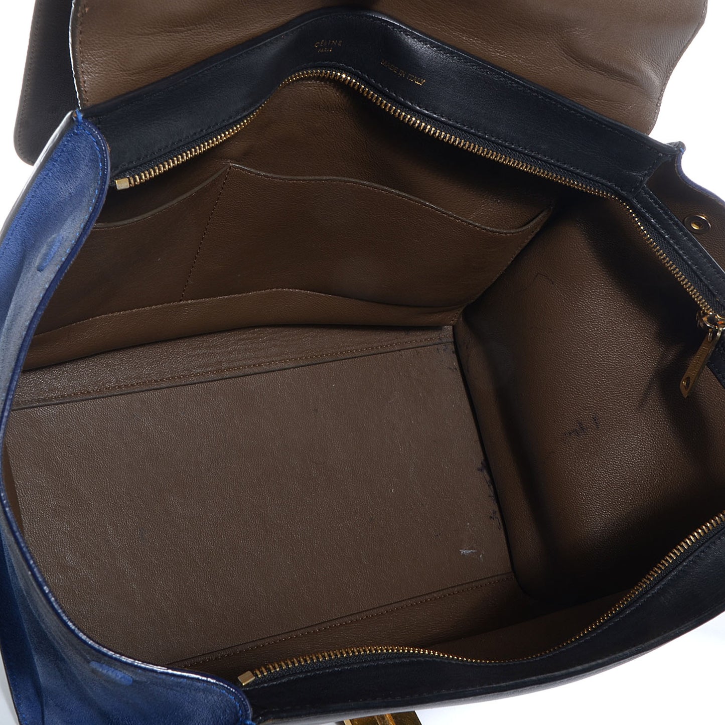Smooth Calfskin Suede Medium Tri-Color Trapeze Cobalt