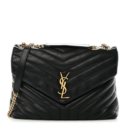 Saint Laurent Calfskin Y Quilted Monogram Medium Loulou Chain Satchel Black 1 of 14