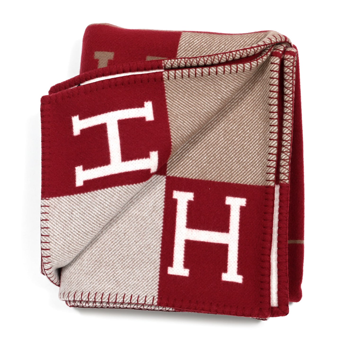 Wool Cashmere Avalon III Blanket Ecru Rouge H