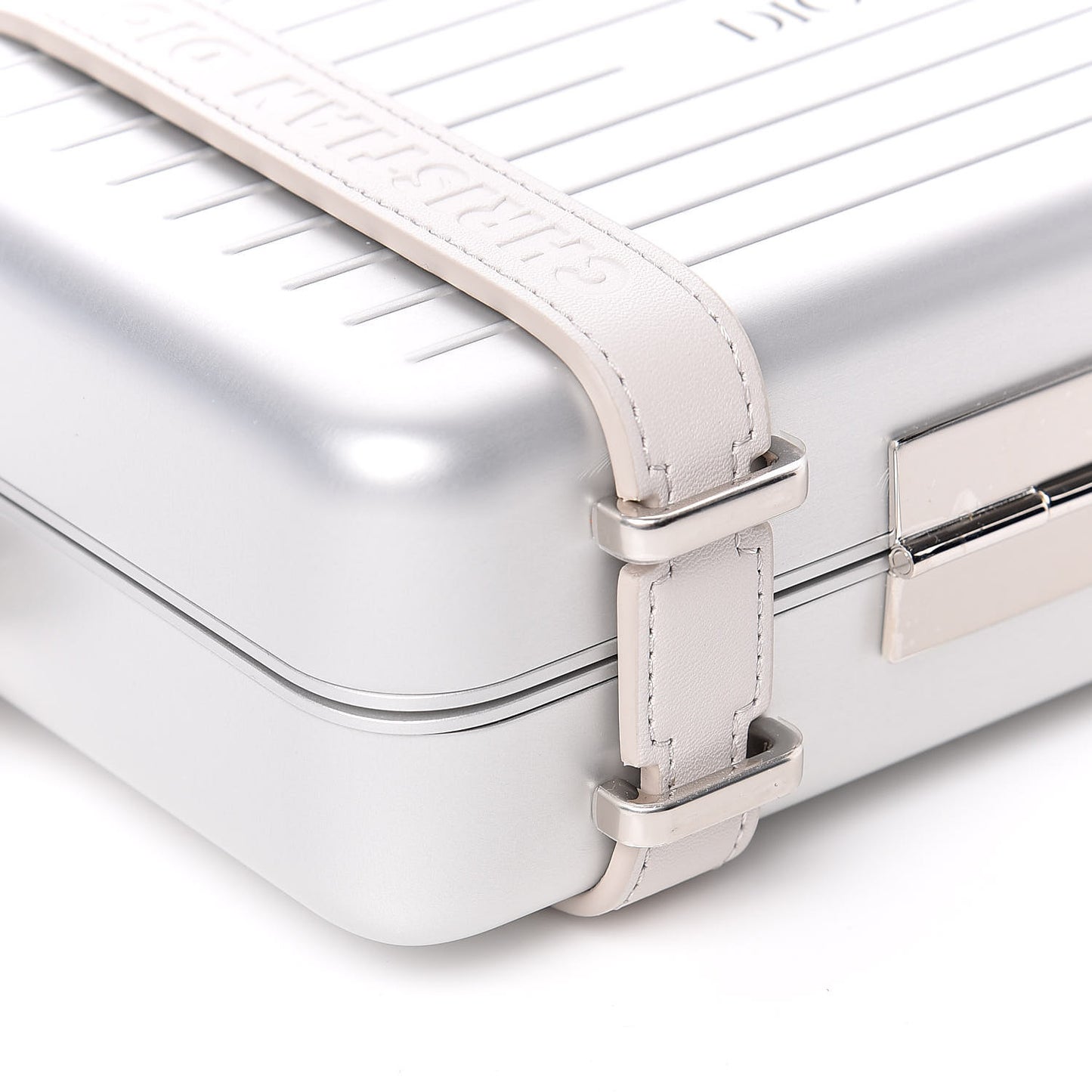 X RIMOWA Aluminum Personal Clutch On Strap Silver