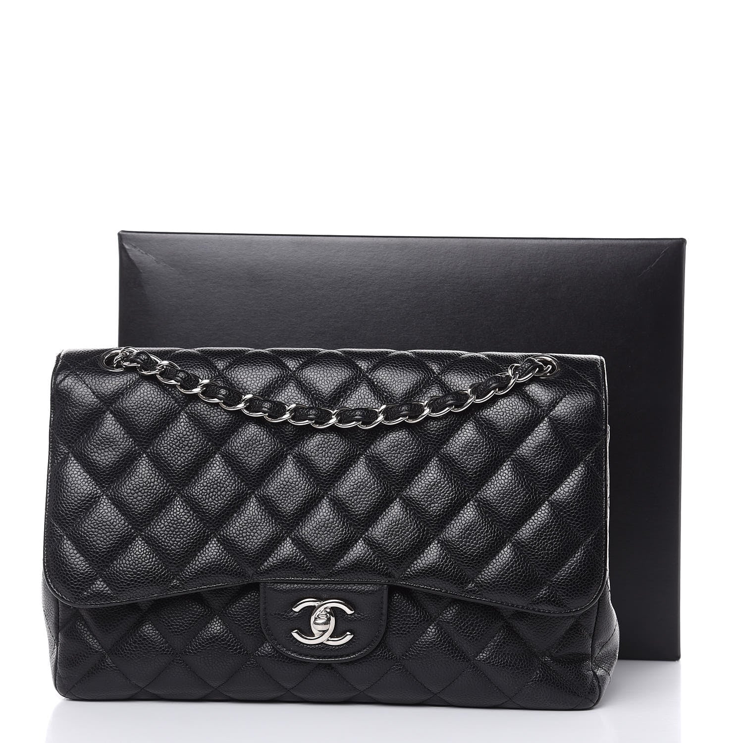 Chanel Caviar Quilted Jumbo Double Flap Black 13 of 15