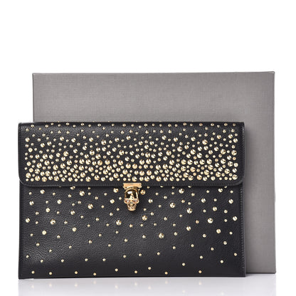 Alexander McQueen Calfskin Studded Skull Envelope Clutch Black 10 of 10