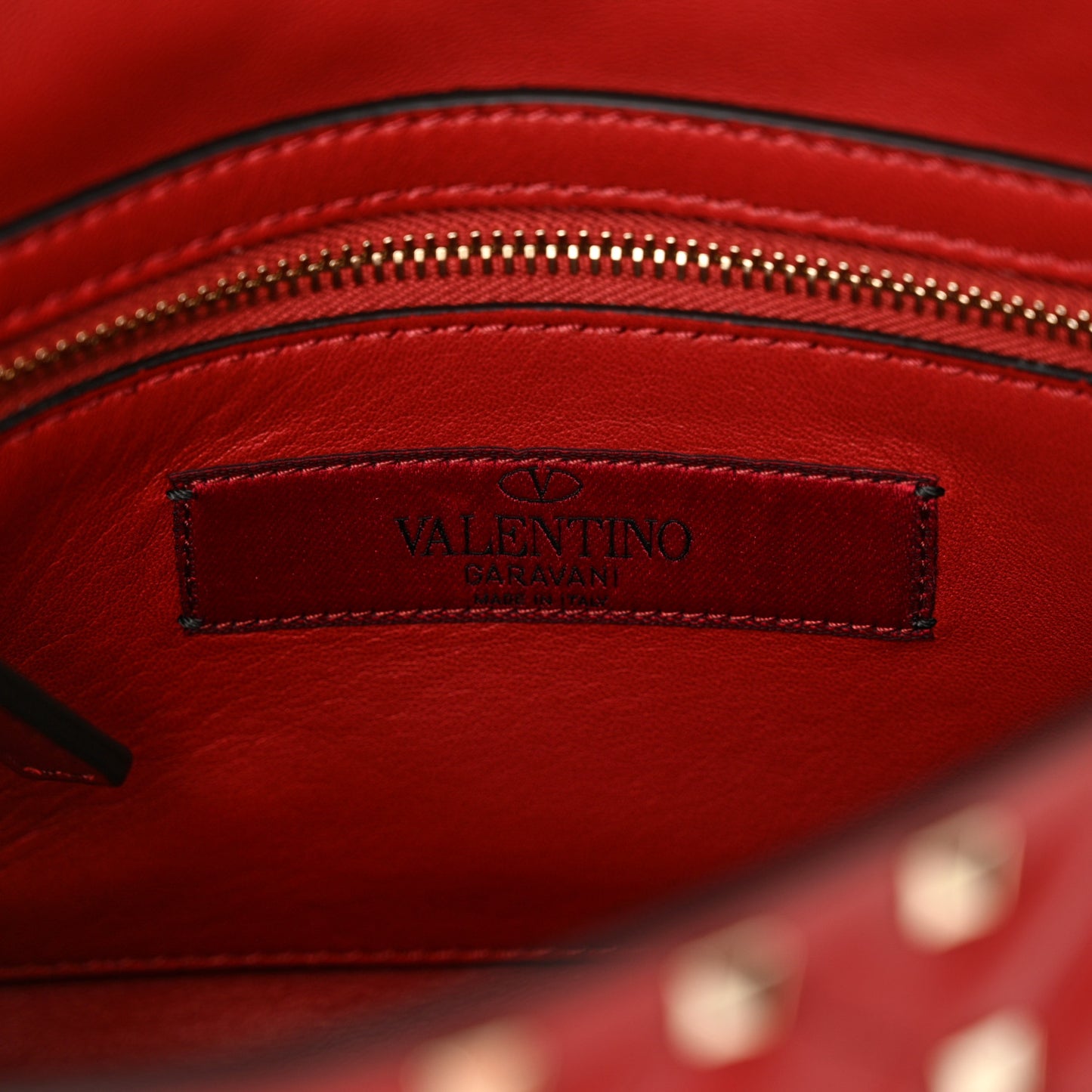 Nappa Medium Rockstud Spike Shoulder Bag Rosso Valentino