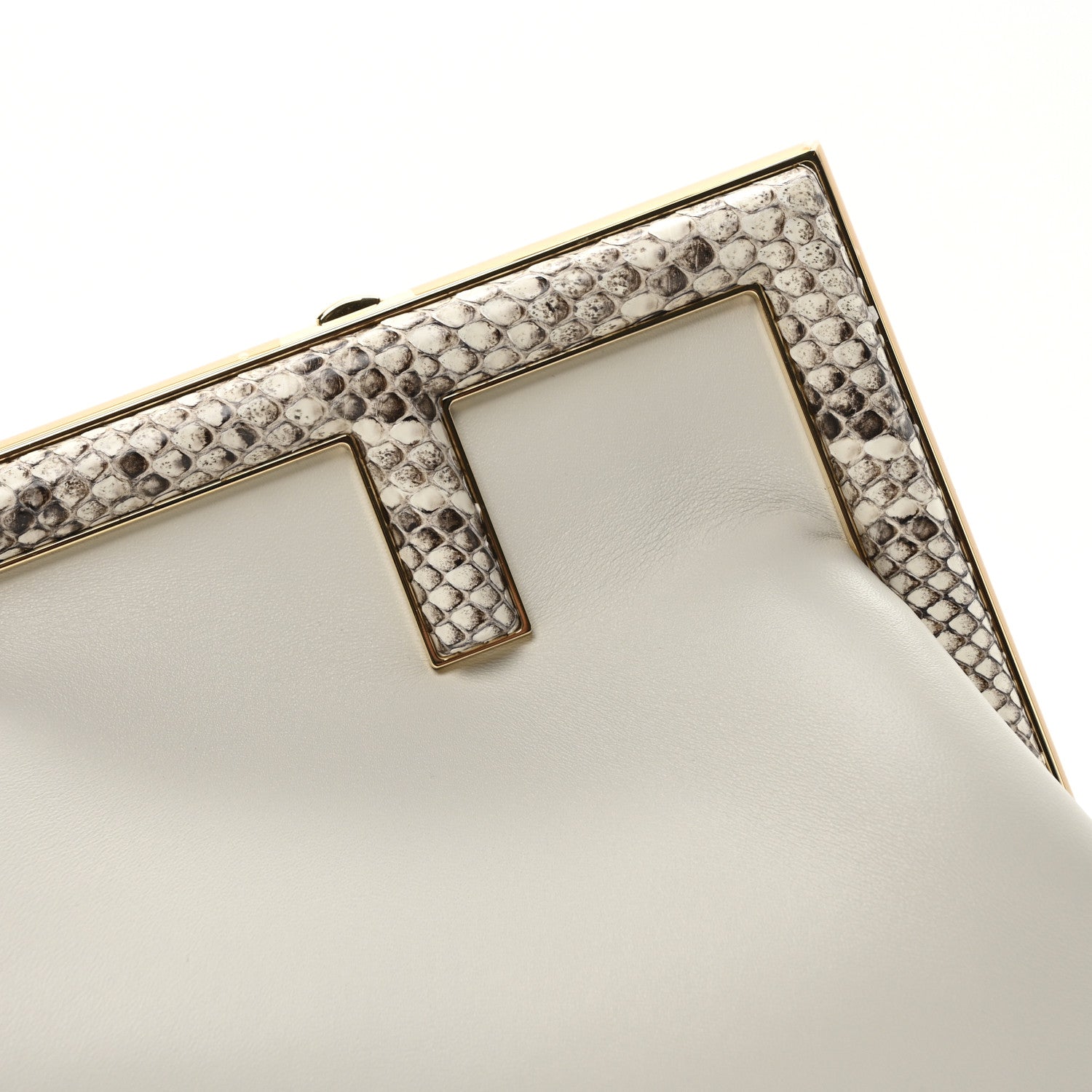 Fendi Shiny Nappa Snakeskin Small Fendi First White Roccia 7 of 10