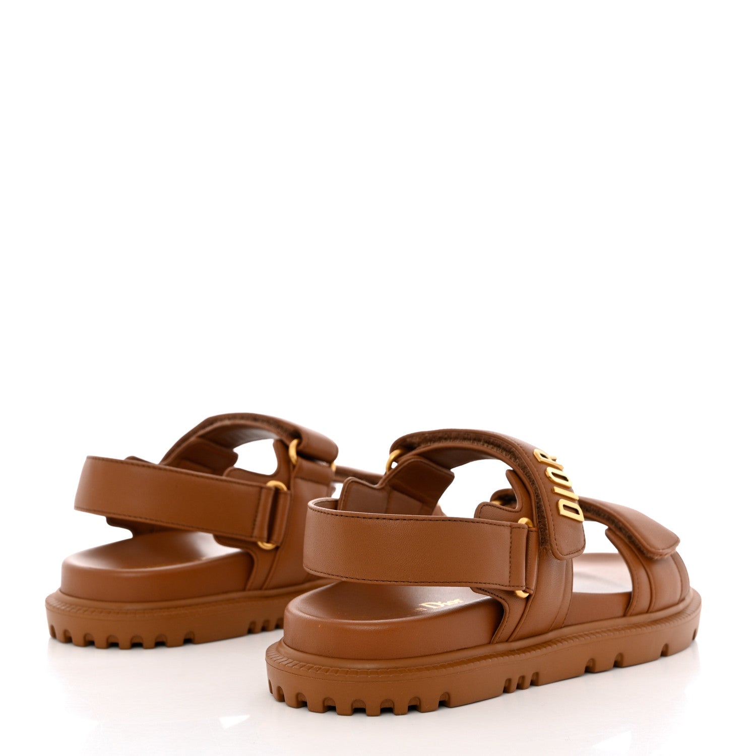 Christian Dior Lambskin Dioract 10mm Sandals 37.5 Golden Saddle 4 of 8