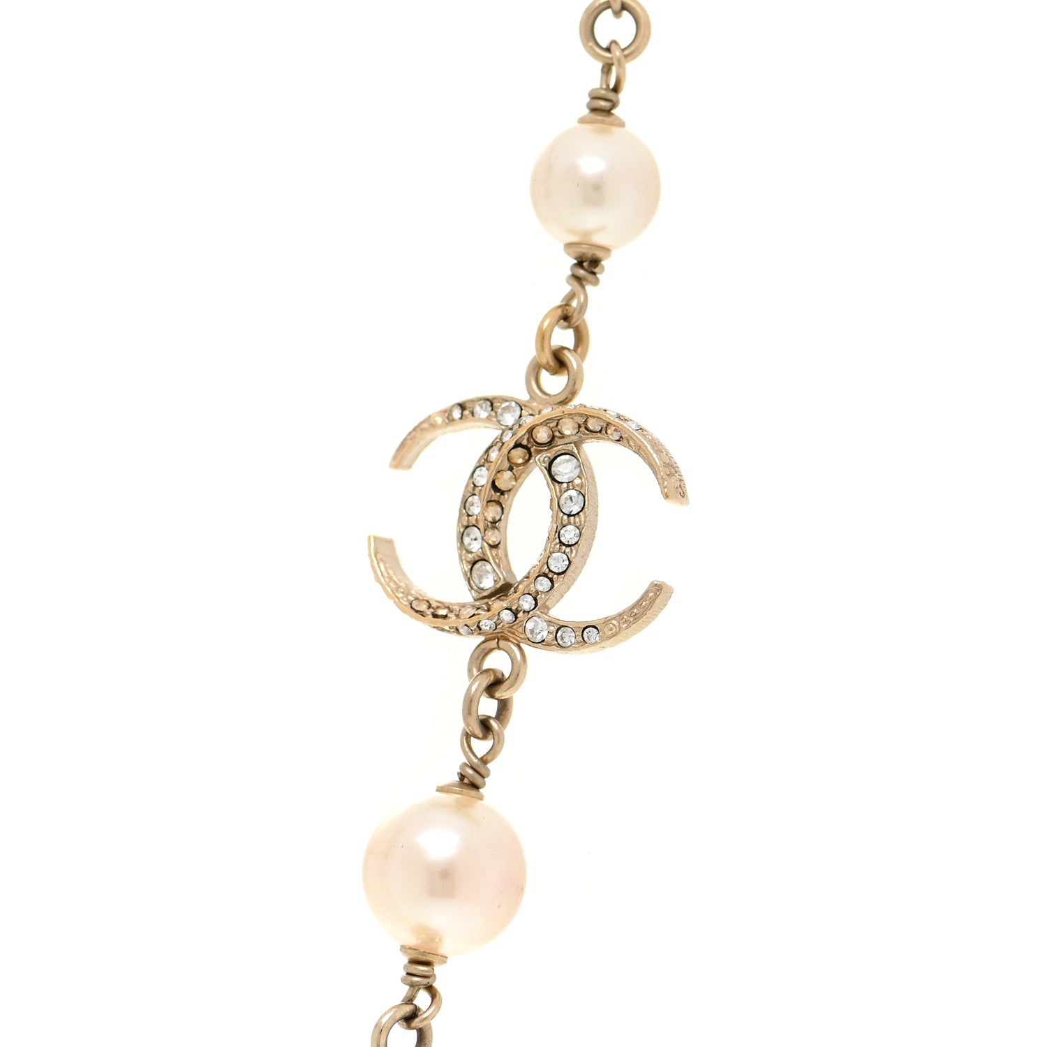 Chanel Pearl Crystal CC Short Necklace Gold 4 of 7
