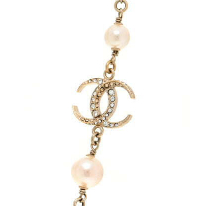 Chanel Pearl Crystal CC Short Necklace Gold 4 of 7