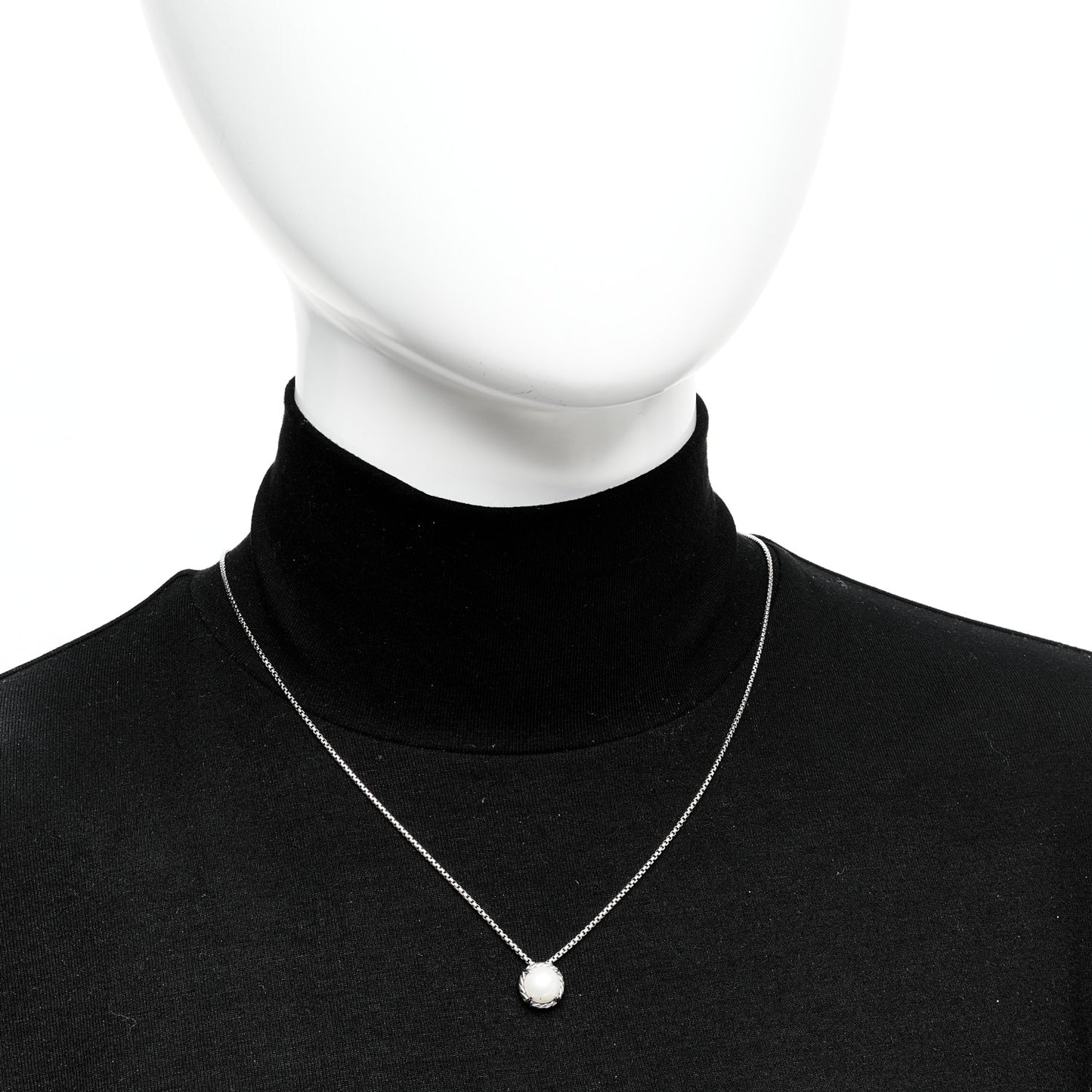 Sterling Silver Cultured Pearl 8mm Petite Chatelaine Pendant Necklace