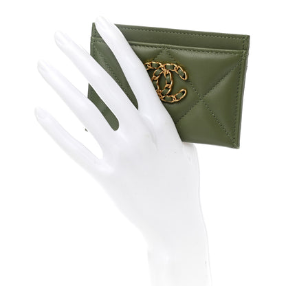 Chanel Lambskin Quilted Chanel 19 Card Holder Green 2 of 8