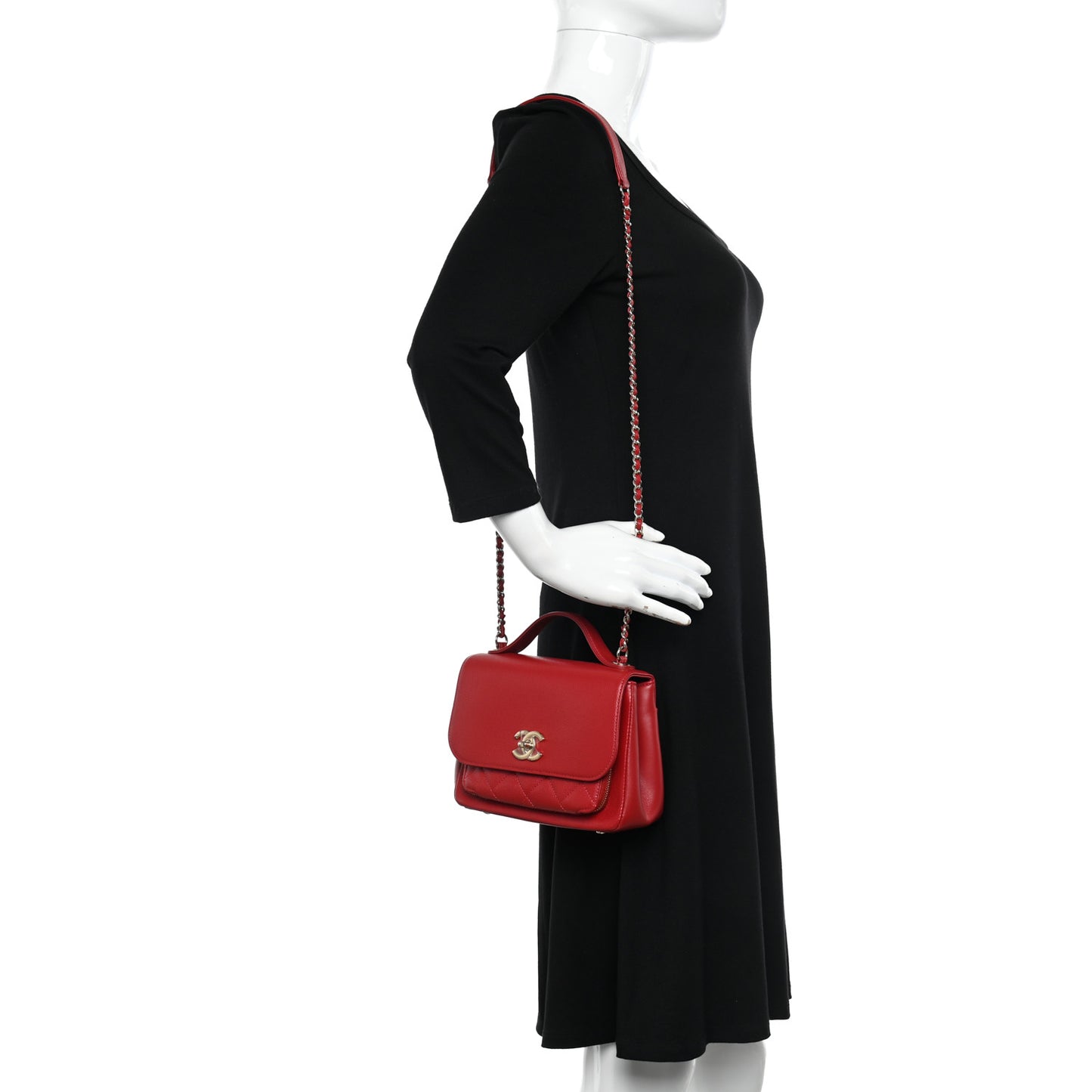 Caviar Quilted Small Business Affinity Flap Red