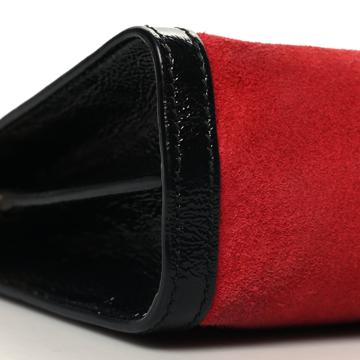 Suede Patent Web Small Ophidia Chain Shoulder Bag Hibiscus Red Black