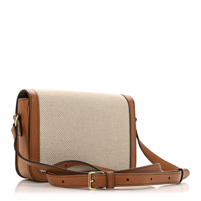Celine Textile Natural Calfskin Teen Triomphe White Tan 3 of 14