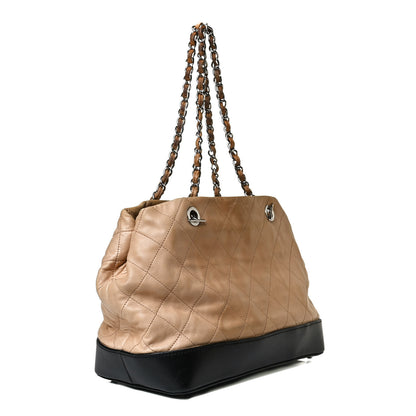 Chanel Calfskin Stitched VIP Medium Shopping Tote Beige Black 2 of 26