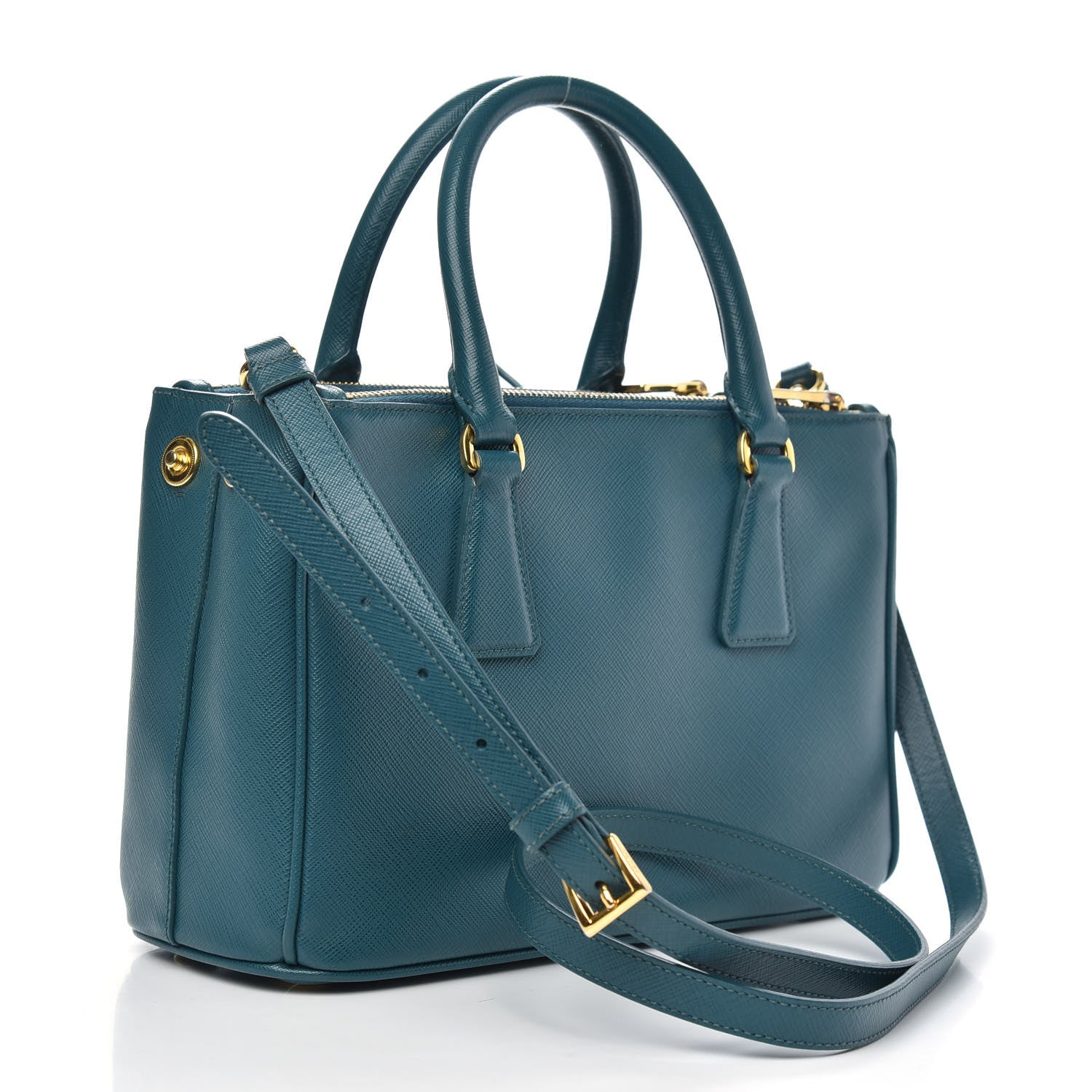 Prada Saffiano Lux Mini Galleria Double Zip Tote Ottanio 3 of 10